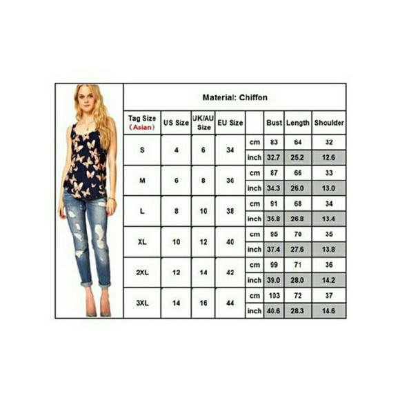 Butterfly sleeveless blouse Small Xlarge - Picture 3 of 3